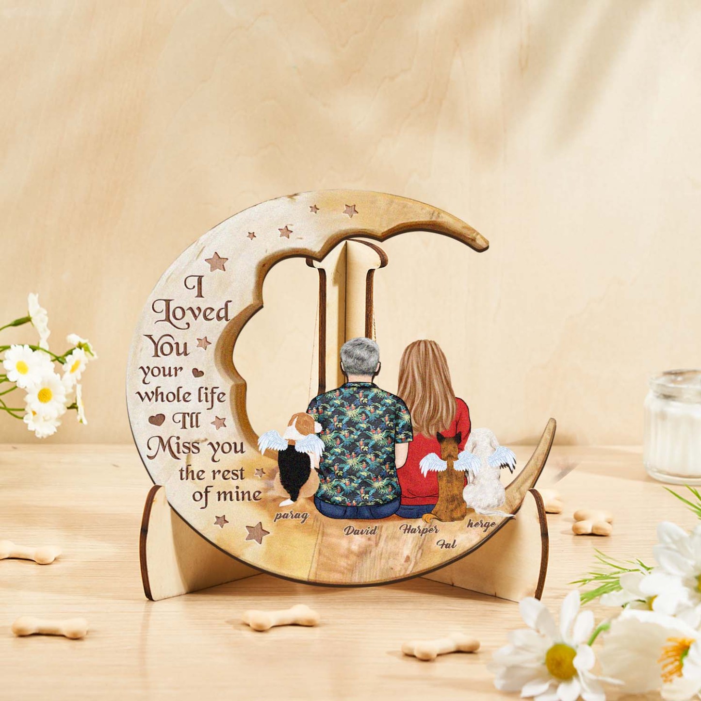 Custom Memorial Dog Moon Wooden Art Memorial Gift Idea for Cat Home Decorations - soufeelmy