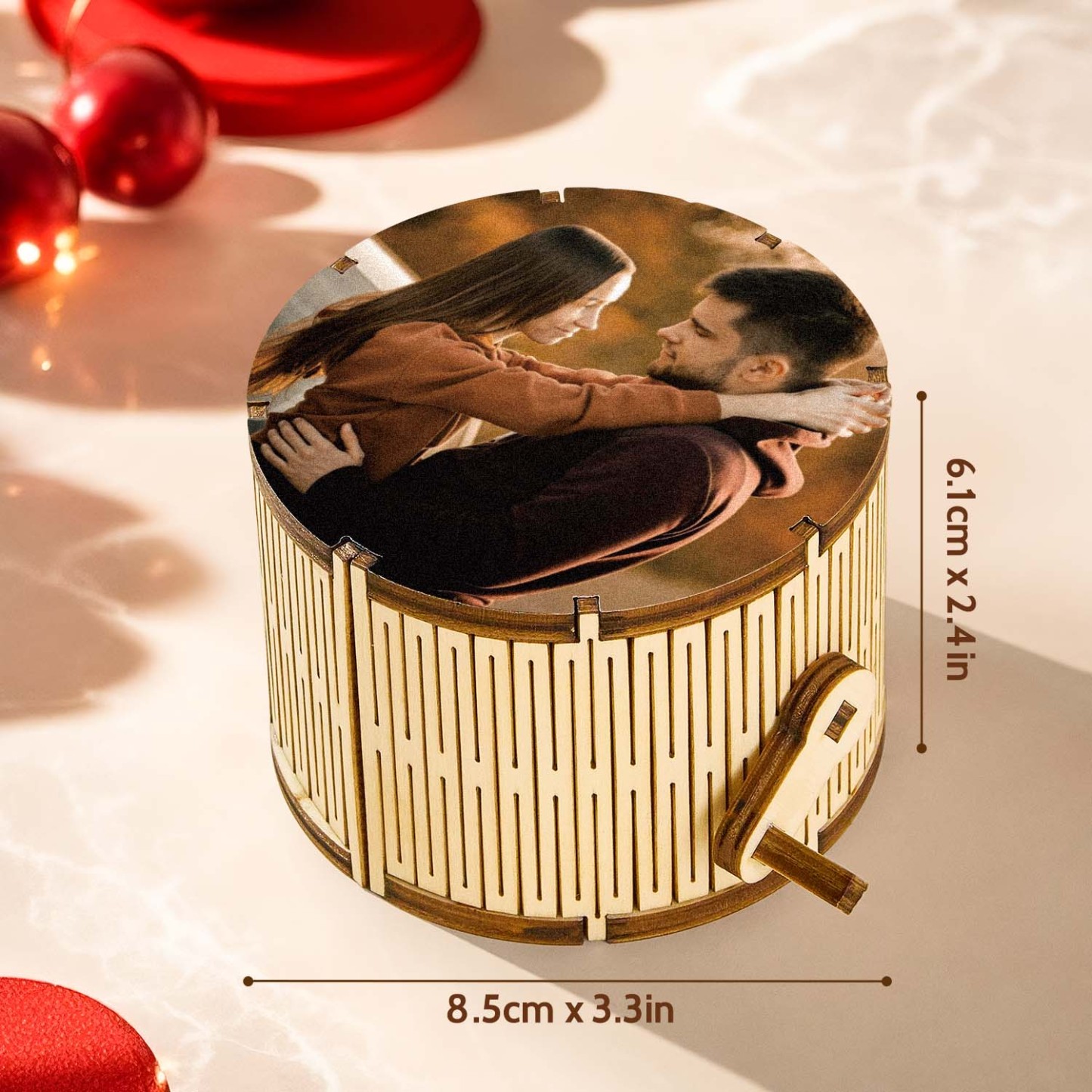 Custom Photo Cylindrical Hand Crank Music Box Can Play Music Without Phone - soufeelmy