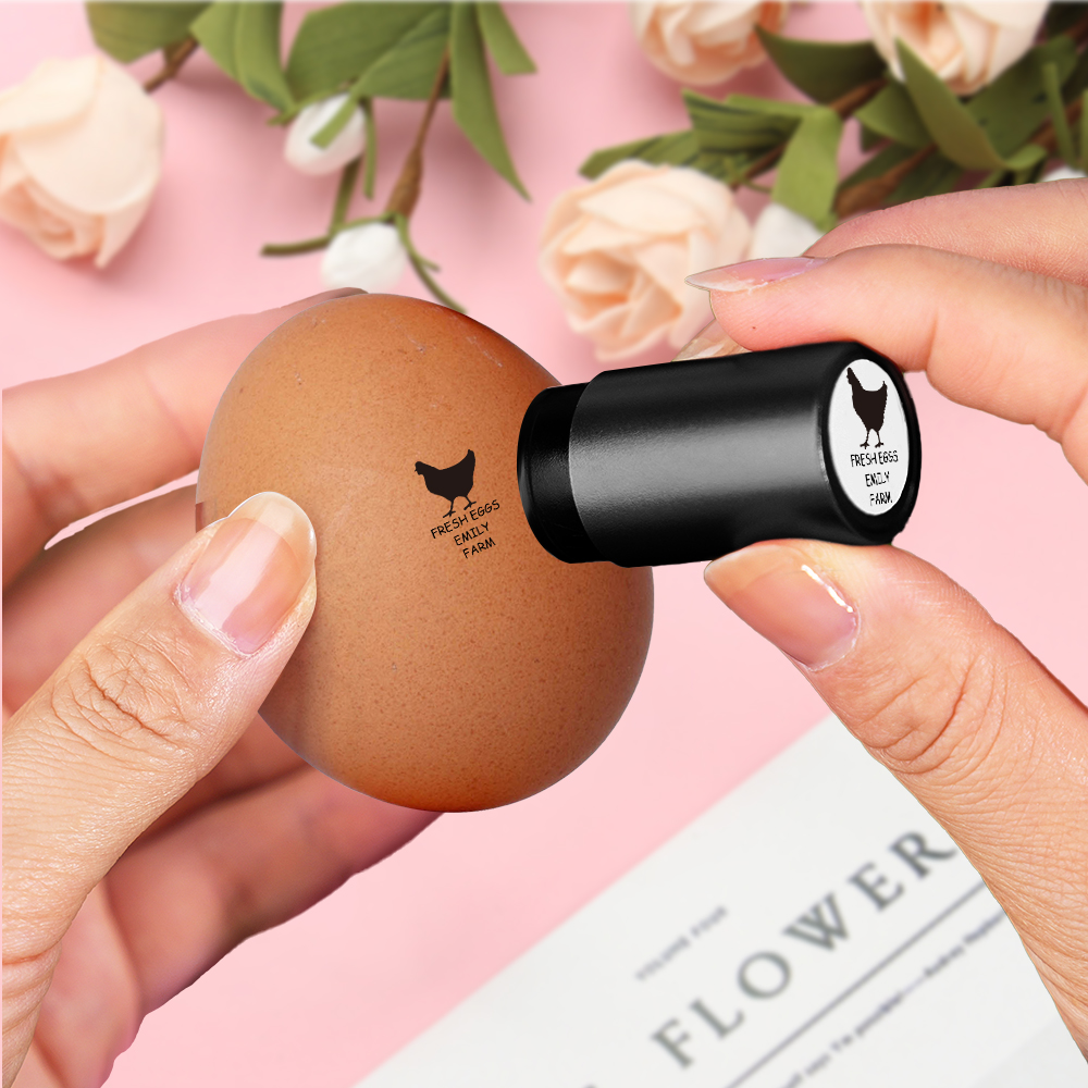 Custom Egg Stamp with Personalized Pattern and Text Gift for Family Farmers - soufeelmy