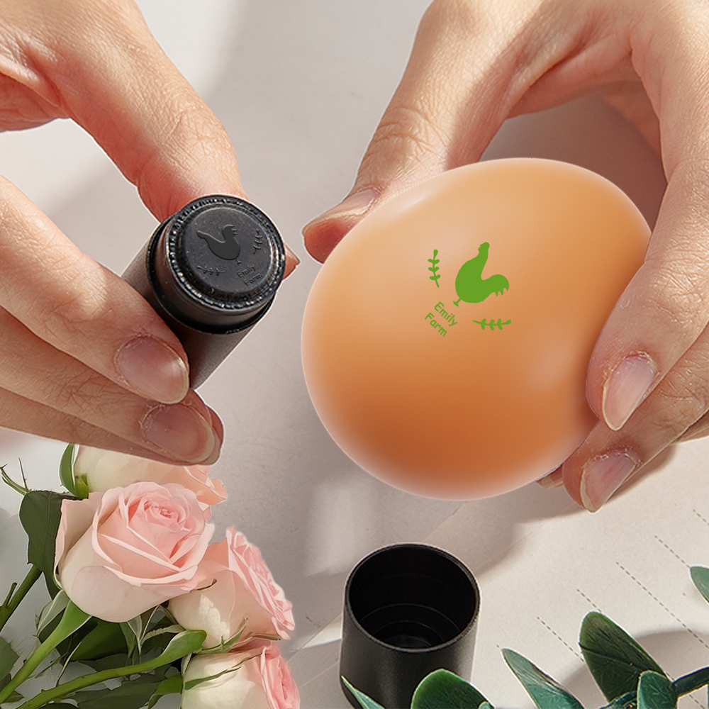 Custom Egg Stamp with Personalized Pattern and Text Gift for Family Farmers - soufeelmy