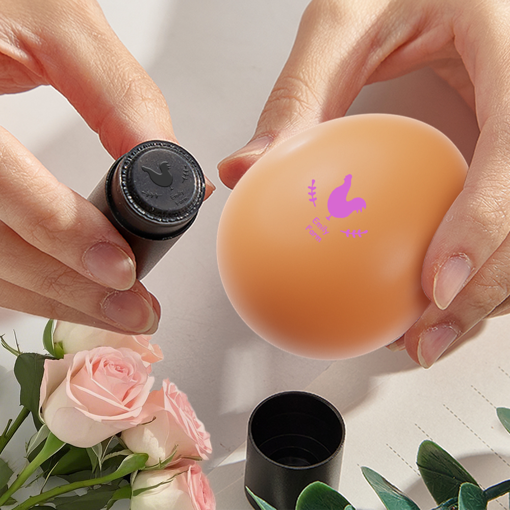 Custom Egg Stamp with Personalized Pattern and Text Gift for Family Farmers - soufeelmy