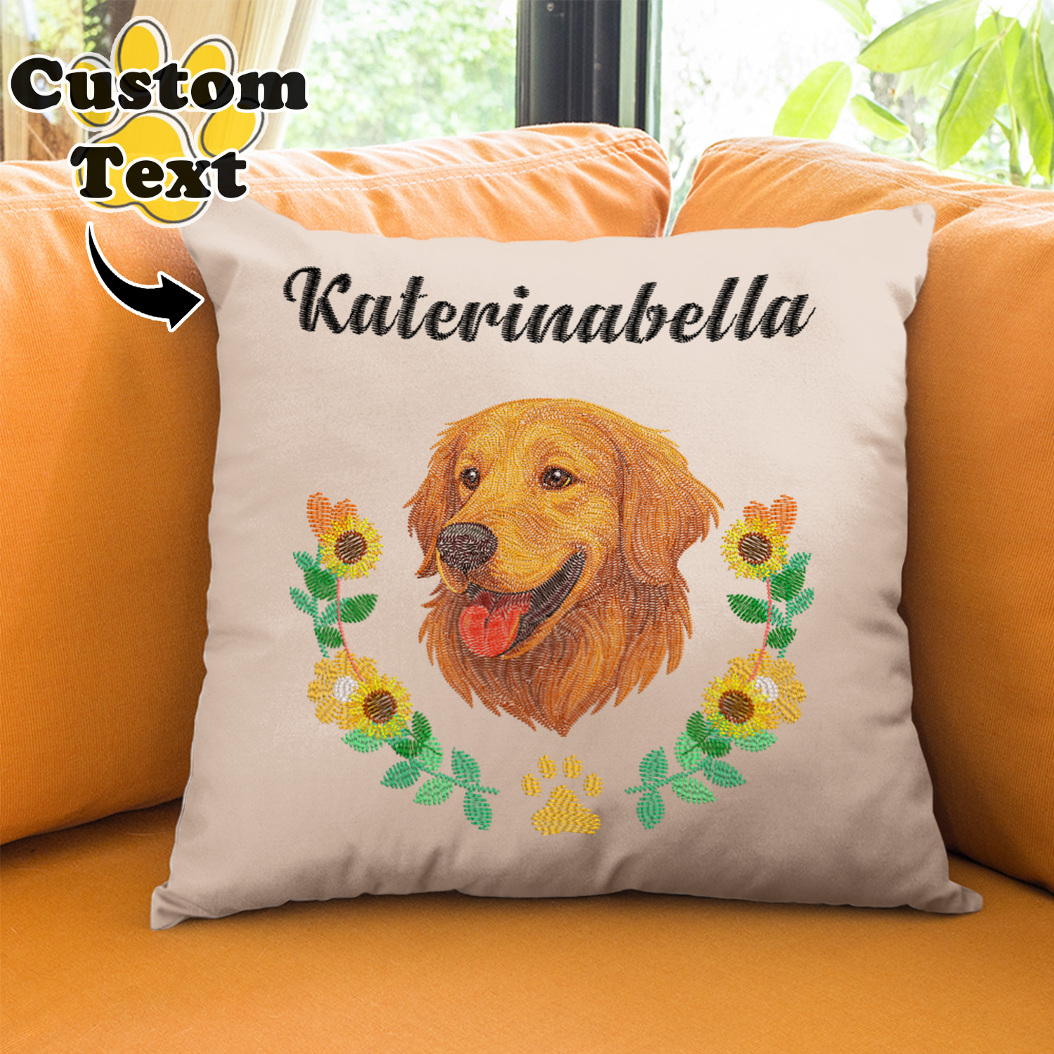Custom Embroidered Style Pet Avatar Pillow, Custom Pet Pillow, Unique Gifts For Dog Lover, Dog Mom Gift, Pet Owner Gift - soufeelmy