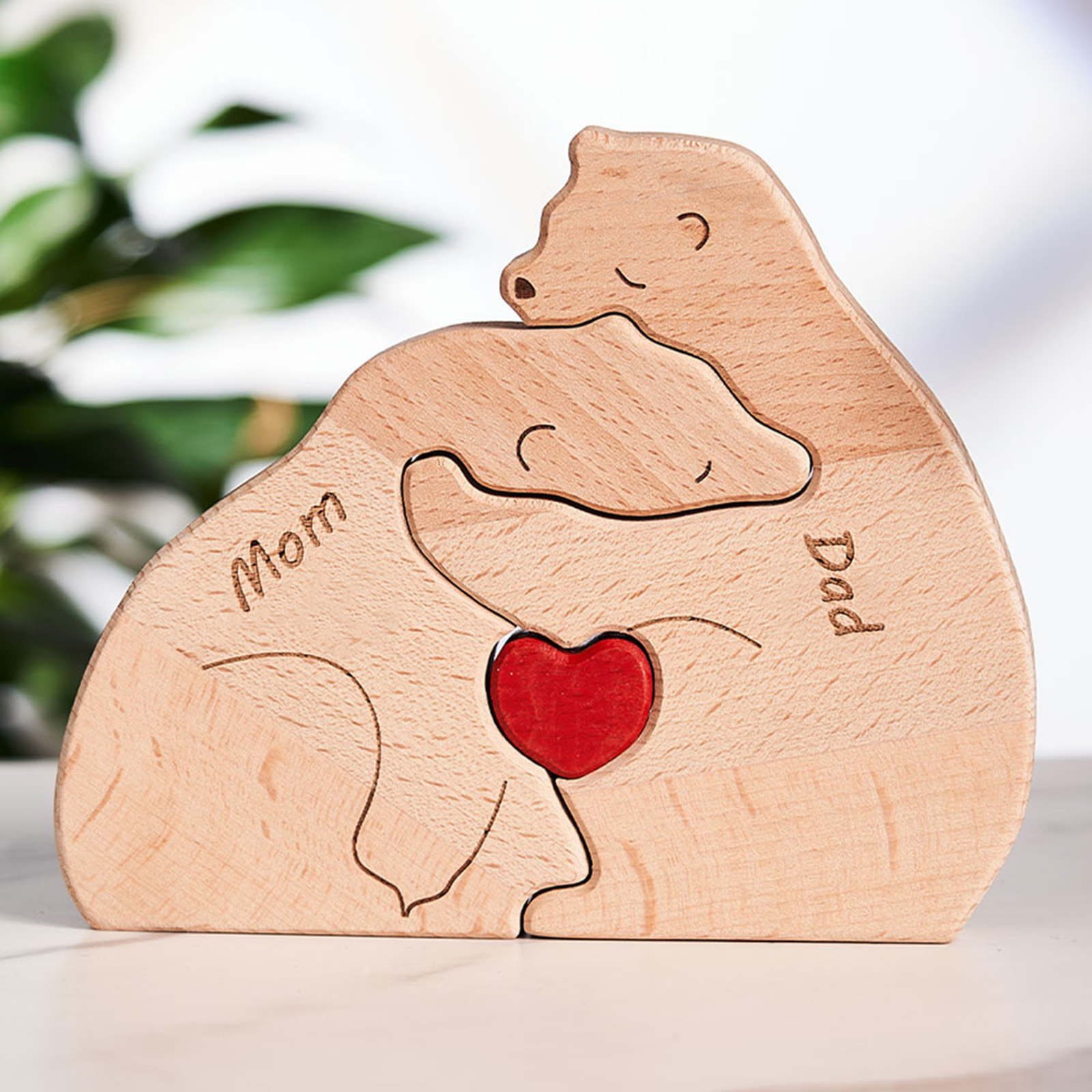 Custom Names Wooden Bears Family Block Puzzle Home Decor Gifts