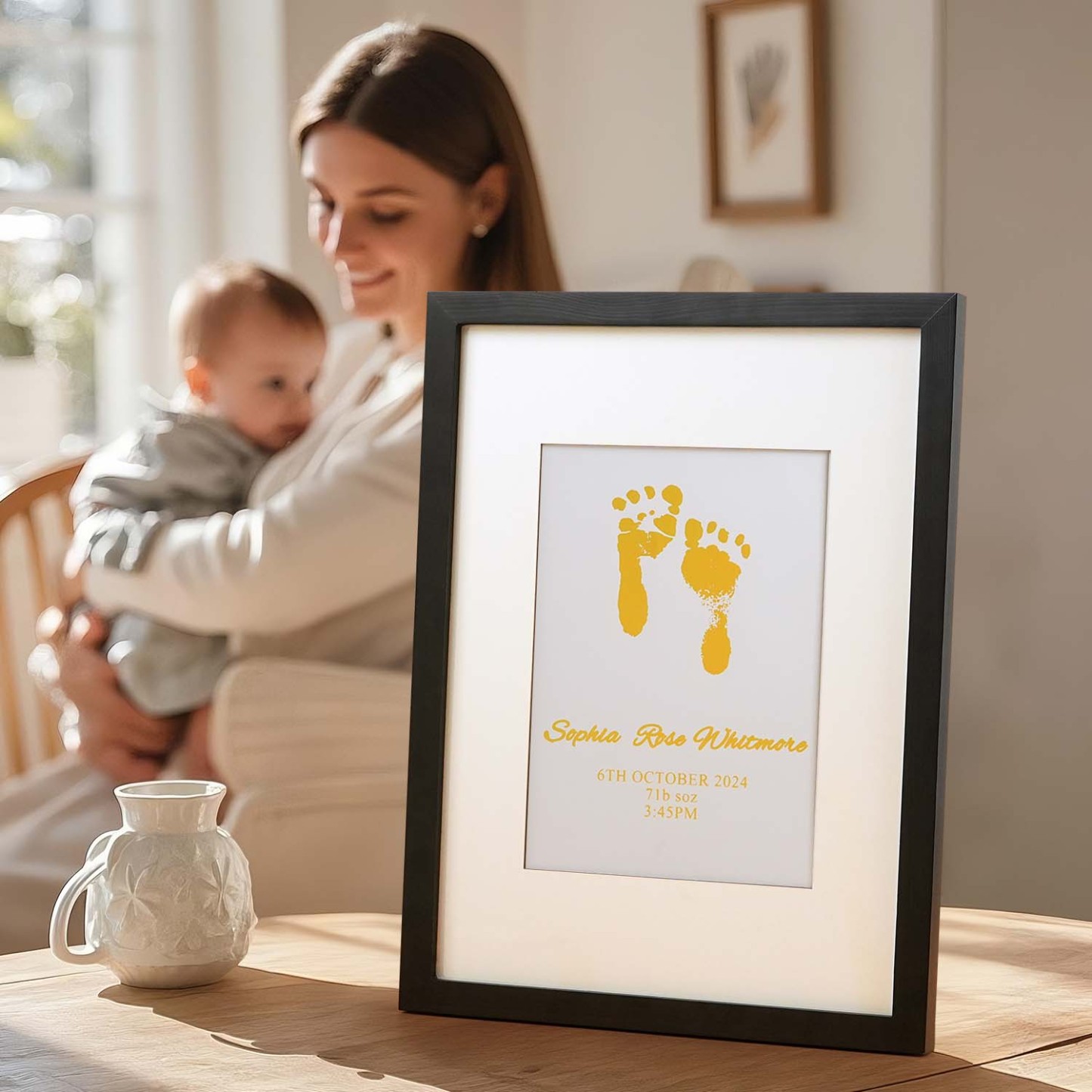 Personalised Foiled Baby Hand & Footprint Artwork A Good Gift - soufeelmy