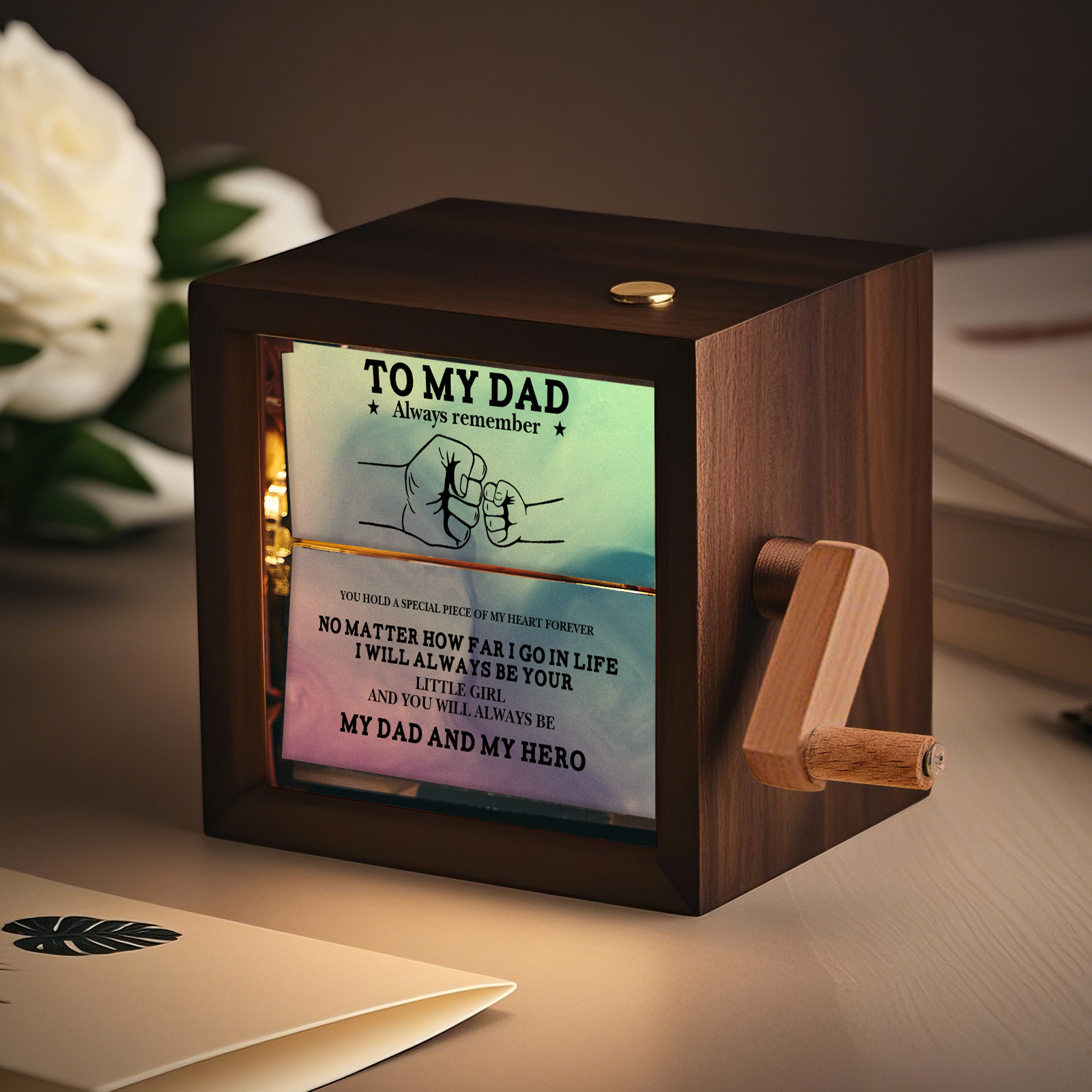 Custom To My Dad Photo Flipbook Frame Animation Machine Mechanical Hand-cranked Flipbook Box Photo Album Father's Day Gifts - soufeelmy