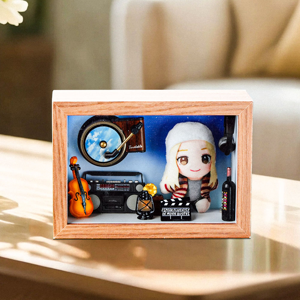 Custom Photo Plush Doll Pillow Music Box Personalized Music Player Mini Phonograph Gift for Her - soufeelmy