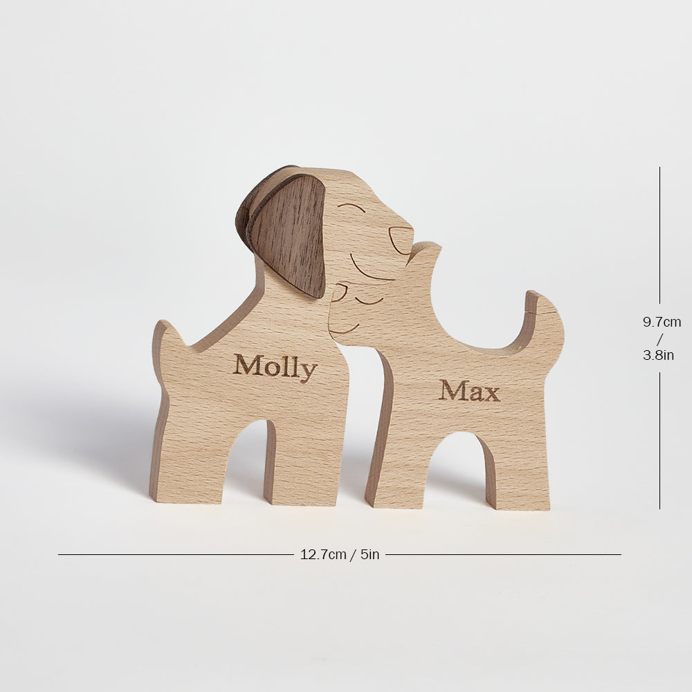 Love Couple Dog Wooden Blocks Custom Name Table Decor Vallentine's Day Gifts - soufeelmy