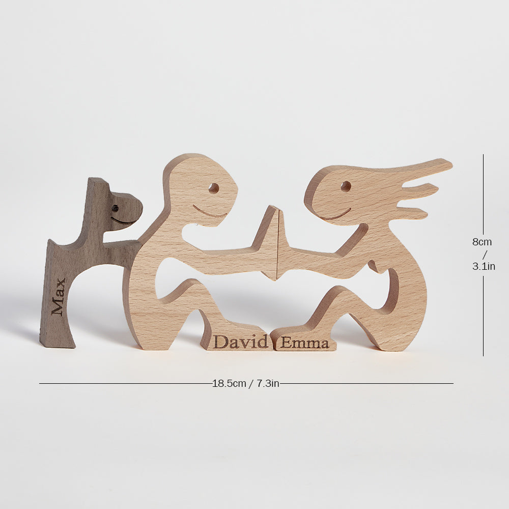 Love Couple and Dog Wooden Blocks Custom Names Table Decor Vallentine's Day Gifts - soufeelmy