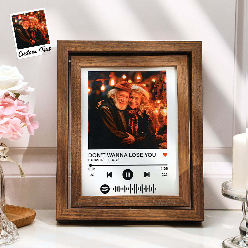 Custom Photo Spotify Rotating Frame Scannable Spotify Code Floating Picture Decor Frame Gifts For Couples - soufeelmy