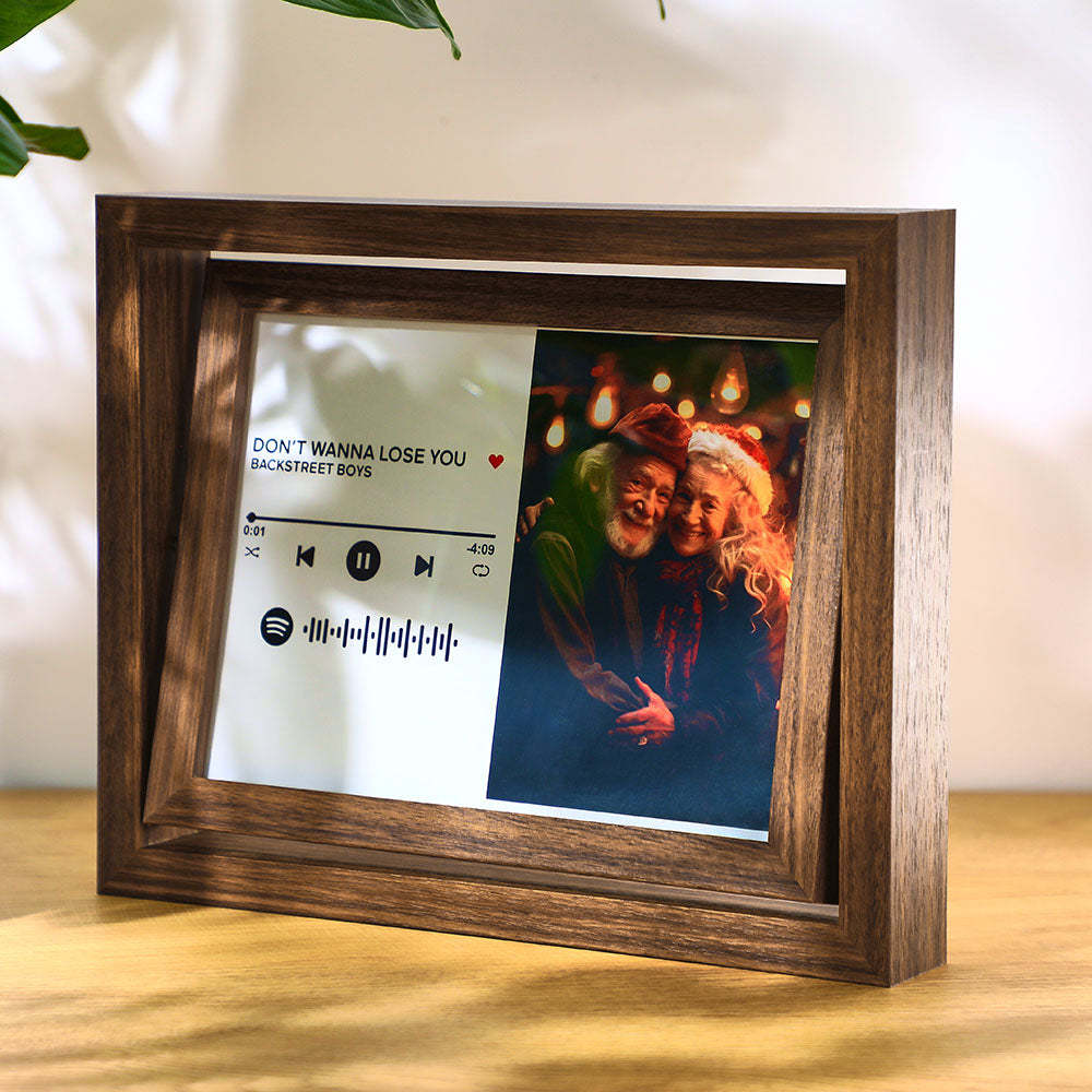 Scannable Spotify Code Photo Rotating Frame Personalized Spotify Floating Picture Decor Frame Gifts For Couples - soufeelmy