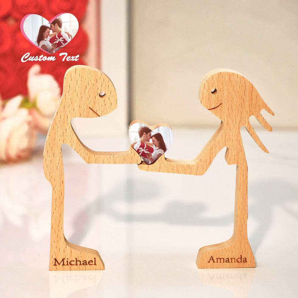 Personalized Wooden Standing Couple and Love Heart Puzzle Custom Valentine's Day Gifts - soufeelmy