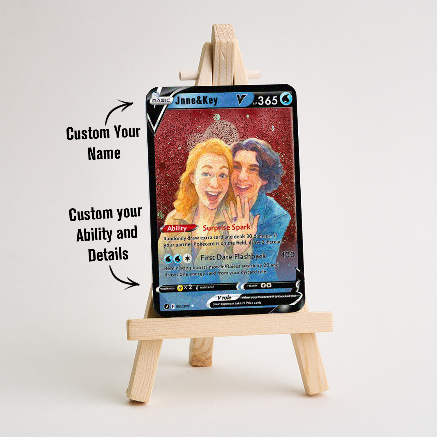 Custom Anime 3D Floating Sand V Pokecard Keychain For Couples - soufeelmy