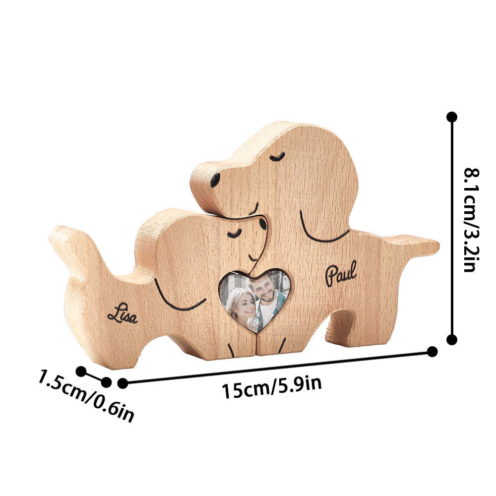 Personalized Wooden Dog Couple Love Heart Puzzle Custom Valentine's Day Gifts - soufeelmy