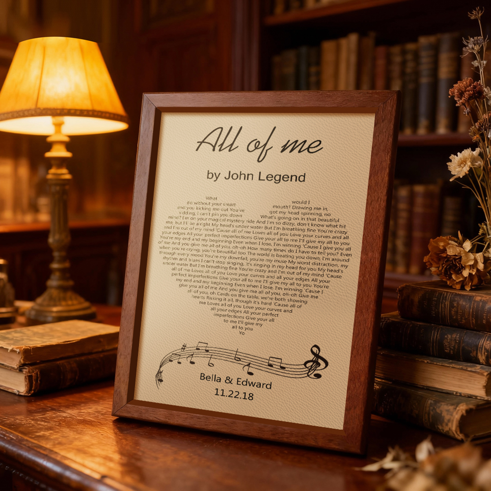 Custom Leather Lyrics Frame Decorations Engraved Heart Lyrics Desktop Ornaments Wedding Anniversary Gift - soufeelmy