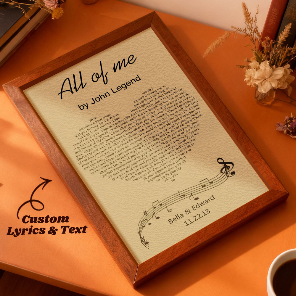 Custom Leather Lyrics Frame Decorations Engraved Heart Lyrics Desktop Ornaments Wedding Anniversary Gift - soufeelmy