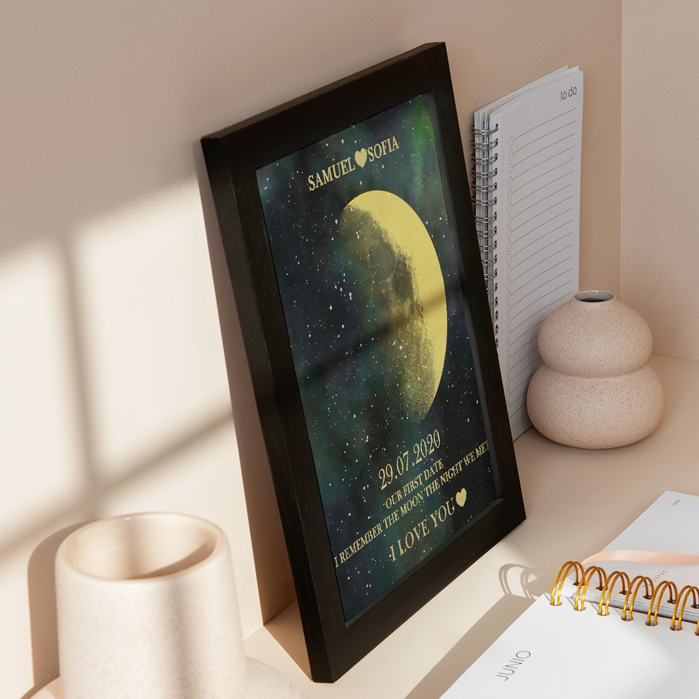 Custom Moon Phase Gold Print Frame Gifts for Birthday and Anniversary