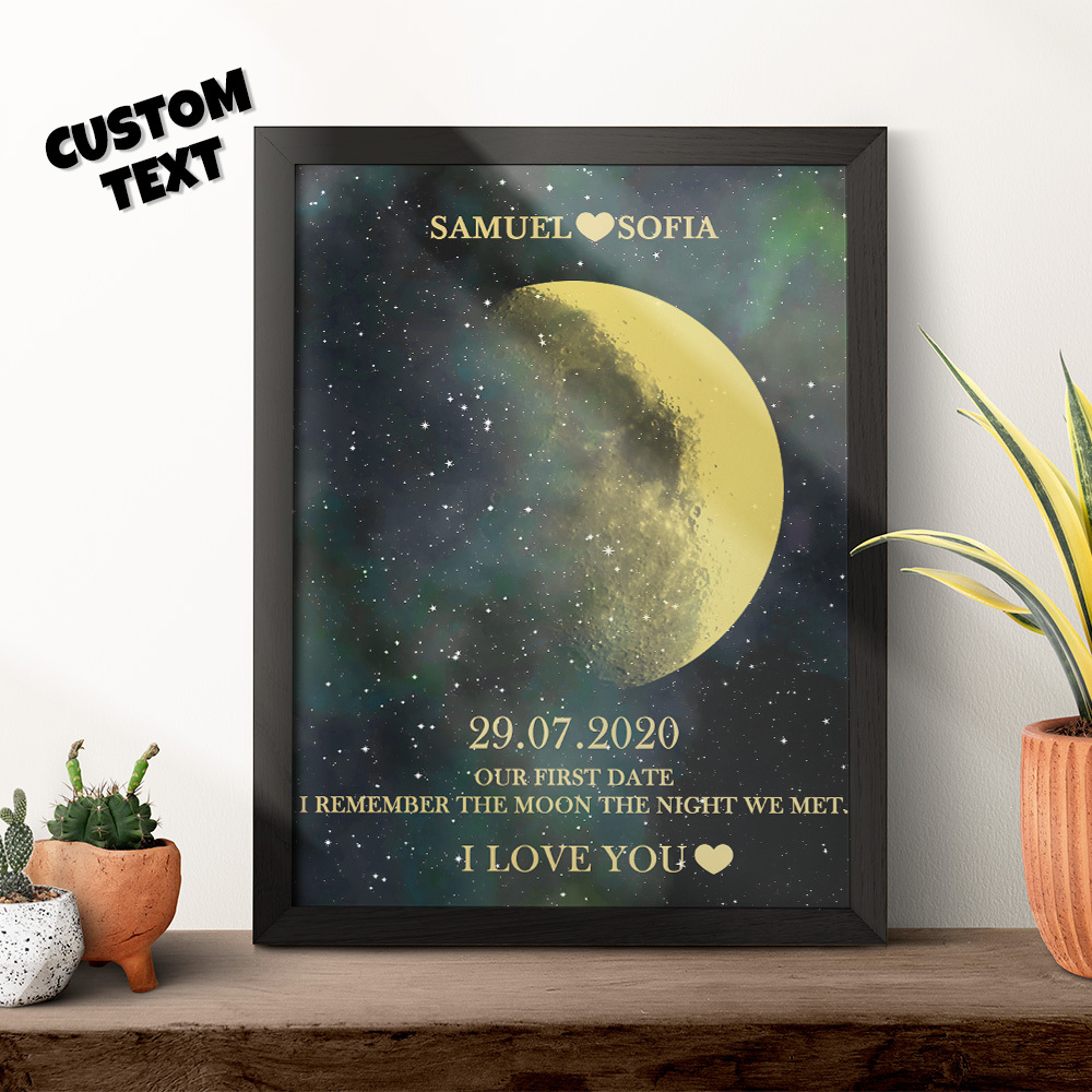 Custom Moon Phase Gold Print Frame Gifts for Birthday and Anniversary