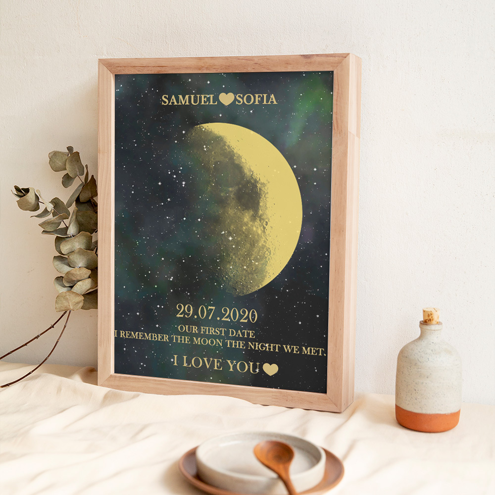 Custom Moon Phase Gold Print Frame Gifts for Birthday and Anniversary