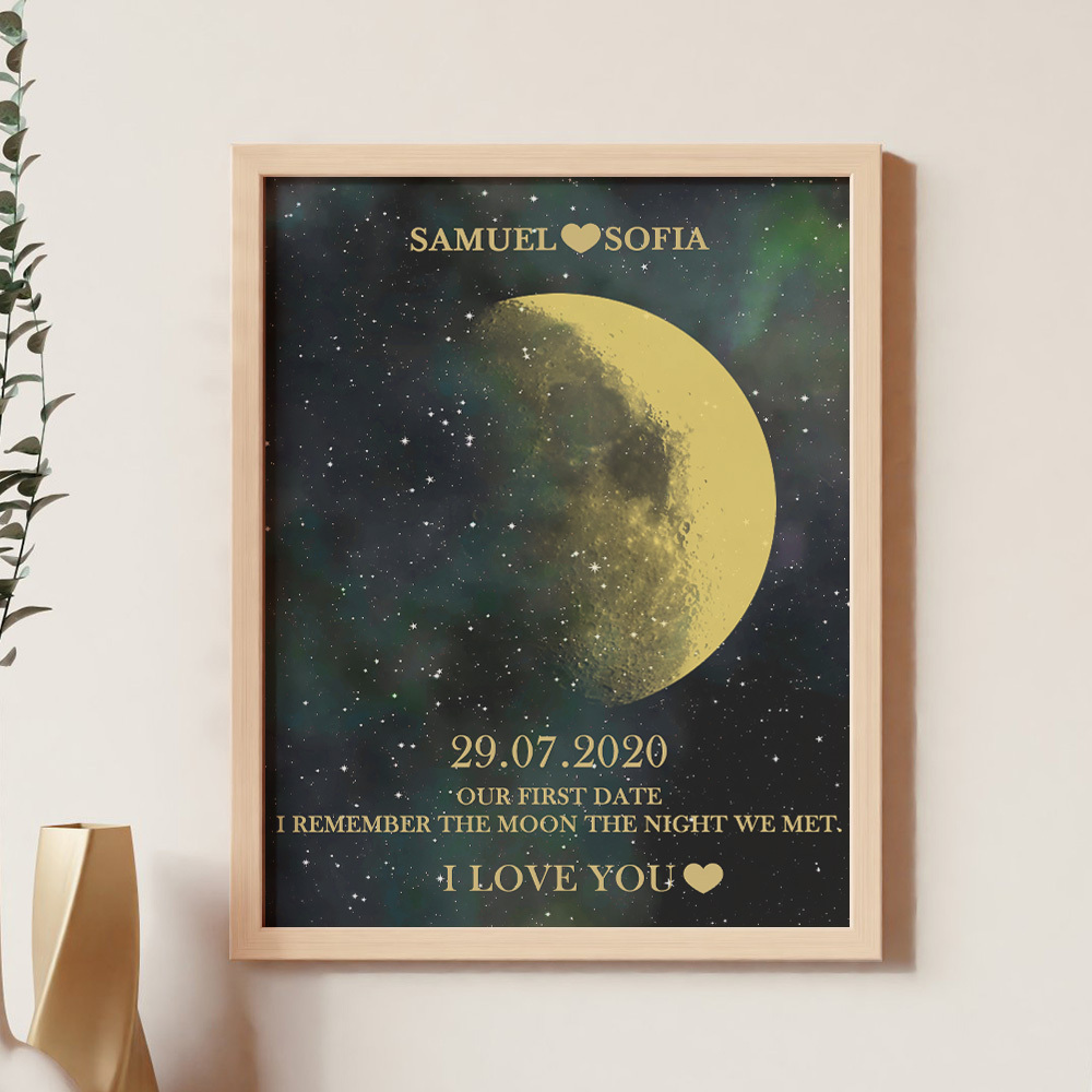 Custom Moon Phase Gold Print Frame Gifts for Birthday and Anniversary