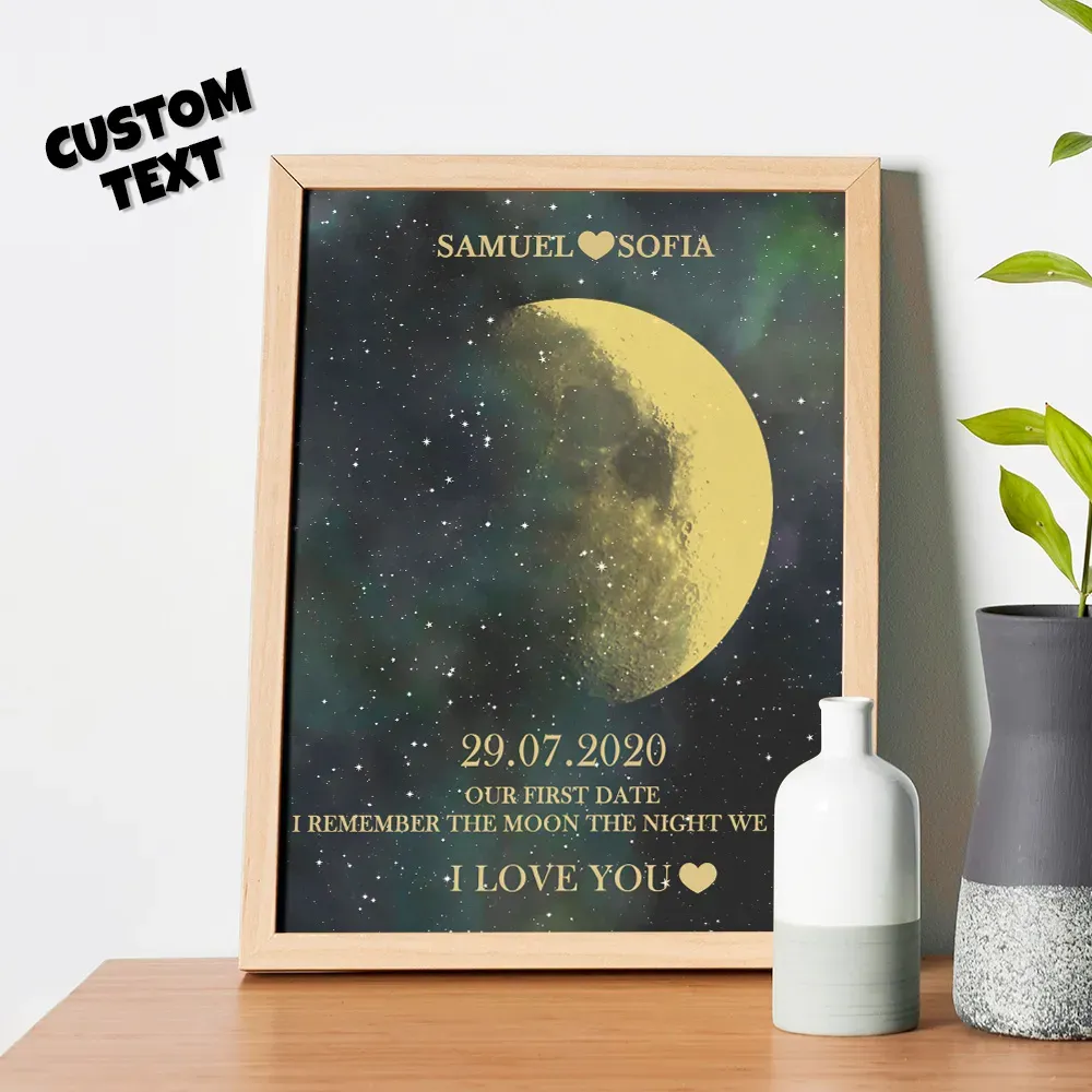 Custom Moon Phase Gold Print Frame Gifts for Birthday and Anniversary