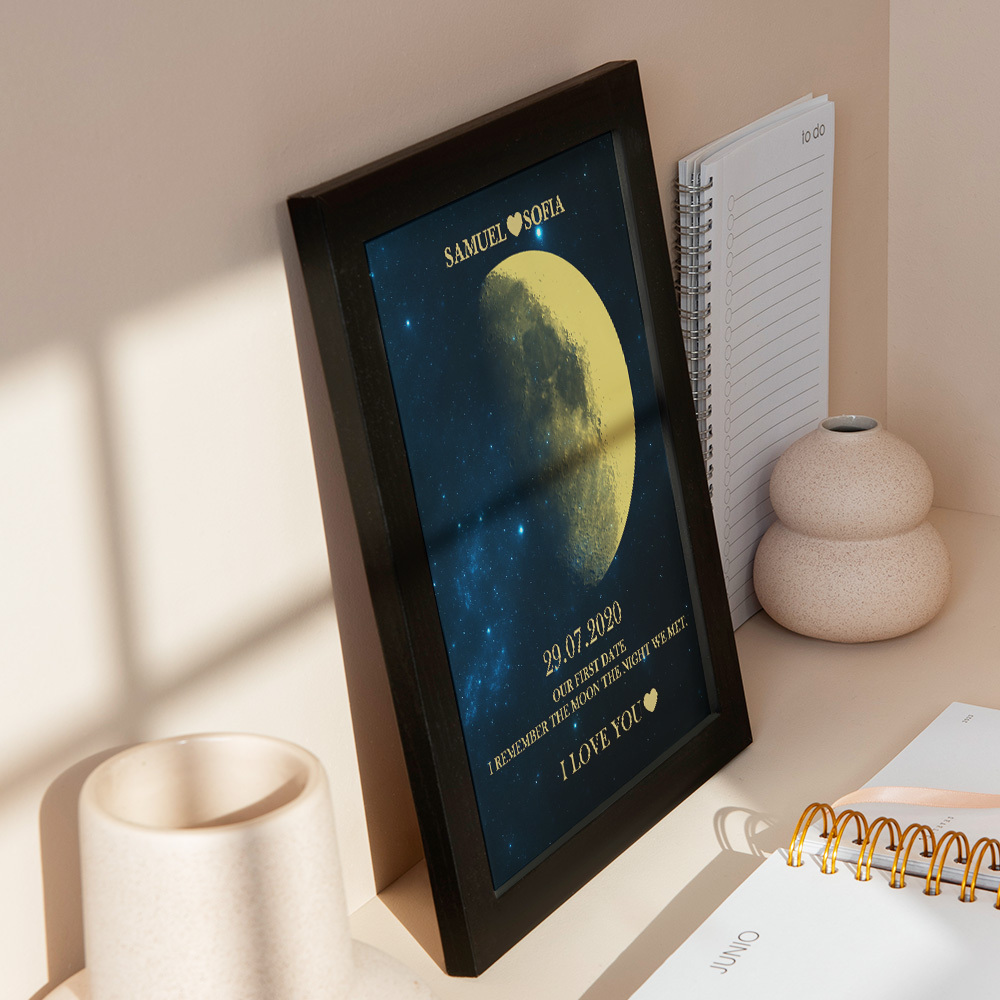 Custom Moon Phase Gold Print Frame Gifts for Birthday and Anniversary