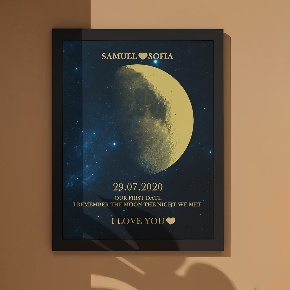 Custom Moon Phase Gold Print Frame Gifts for Birthday and Anniversary