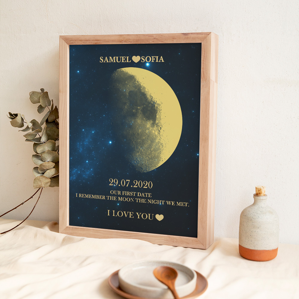 Custom Moon Phase Gold Print Frame Gifts for Birthday and Anniversary