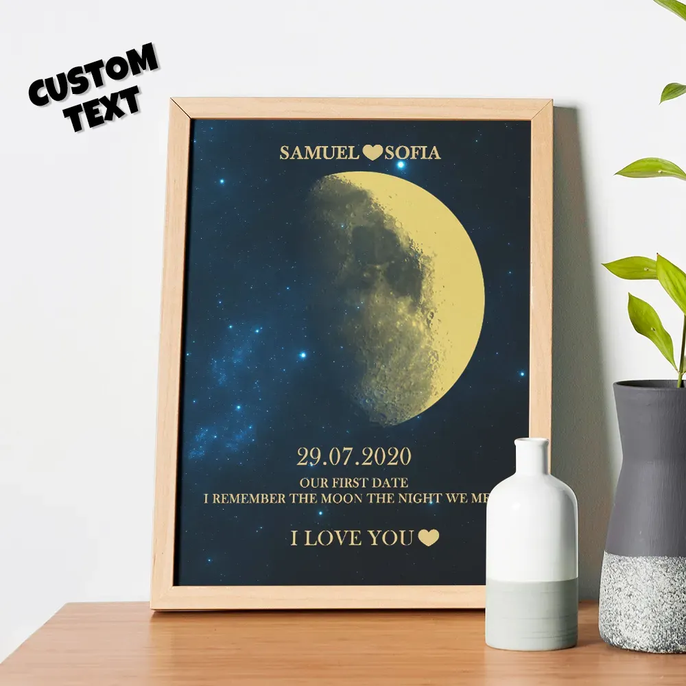 Custom Moon Phase Gold Print Frame Gifts for Birthday and Anniversary