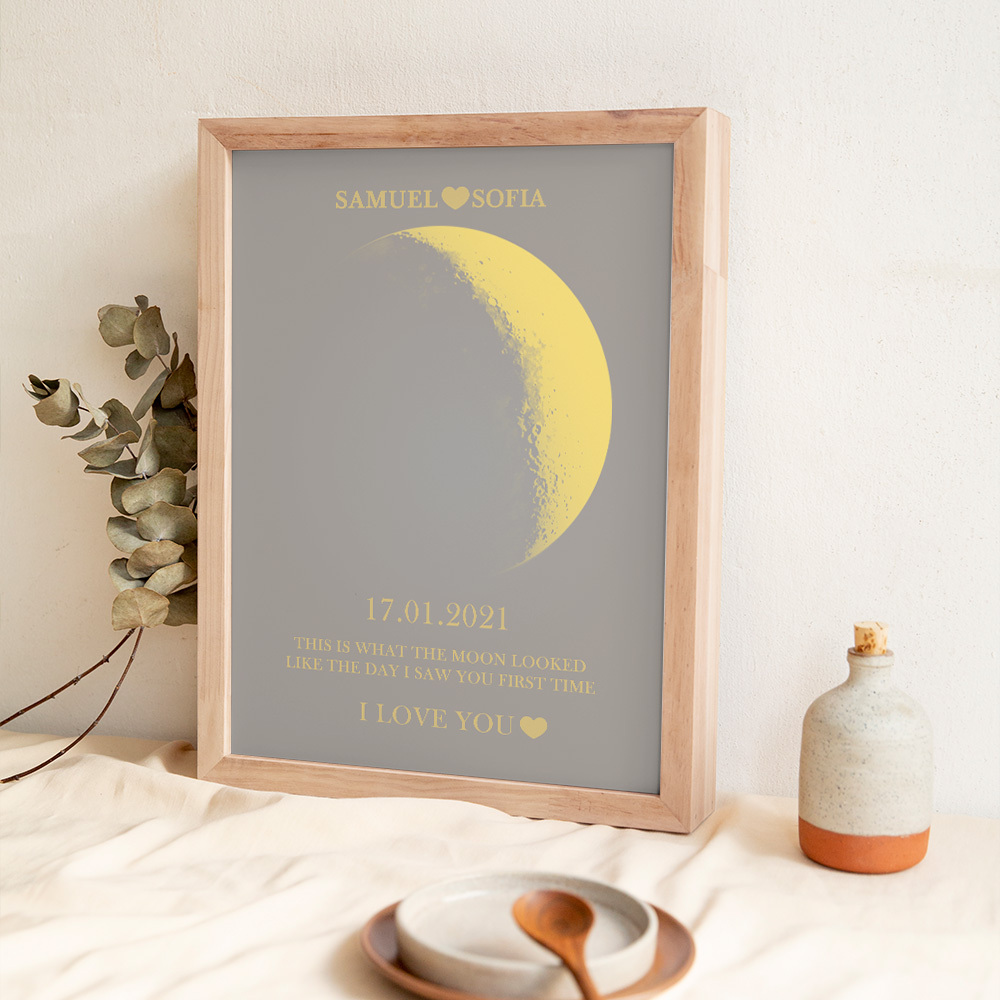 Custom Moon Phase Gold Print Frame Gifts for Birthday and Anniversary