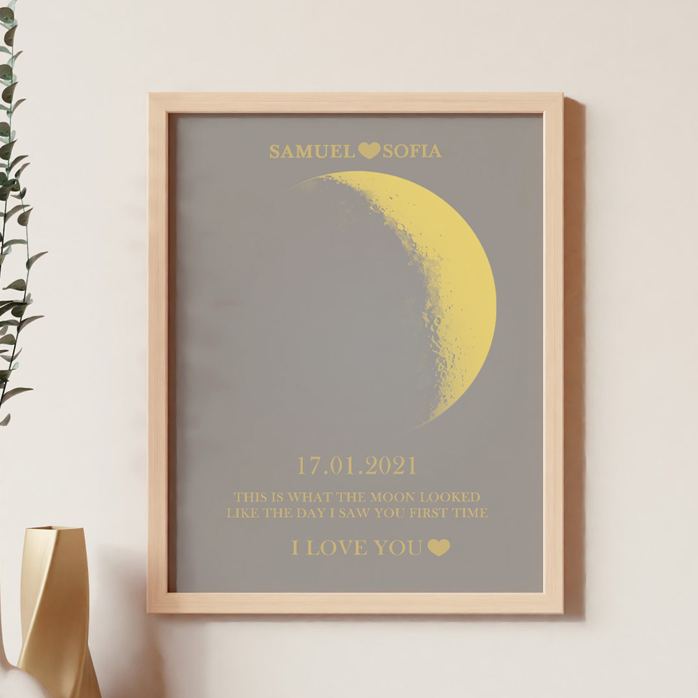 Custom Moon Phase Gold Print Frame Gifts for Birthday and Anniversary