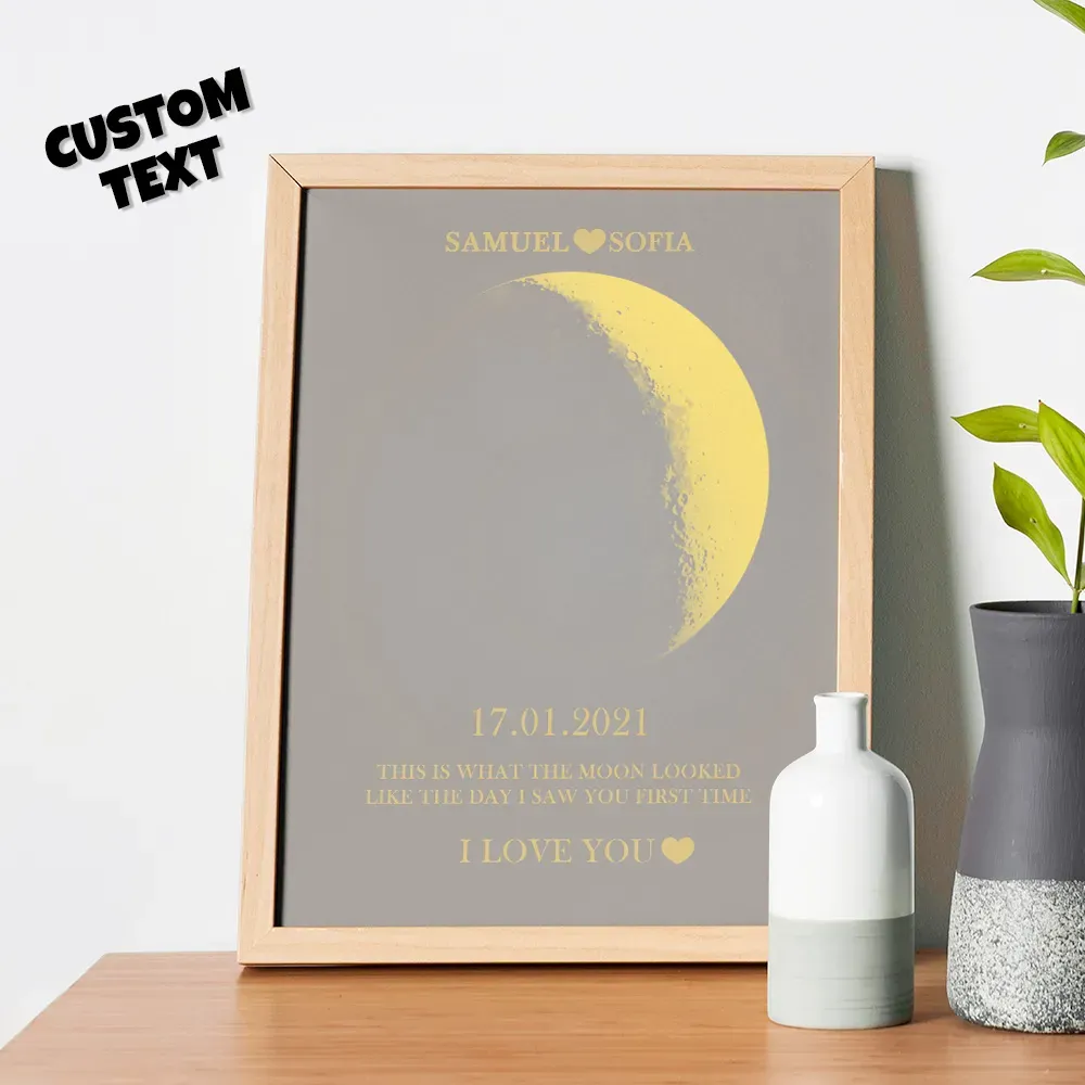 Custom Moon Phase Gold Print Frame Gifts for Birthday and Anniversary