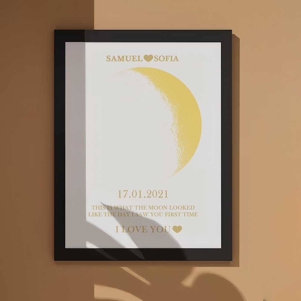 Custom Moon Phase Gold Print Frame Gifts for Birthday and Anniversary