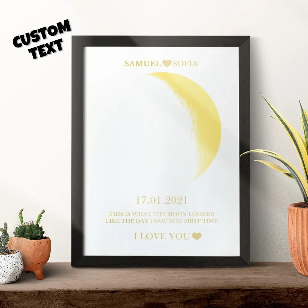 Custom Moon Phase Gold Print Frame Gifts for Birthday and Anniversary