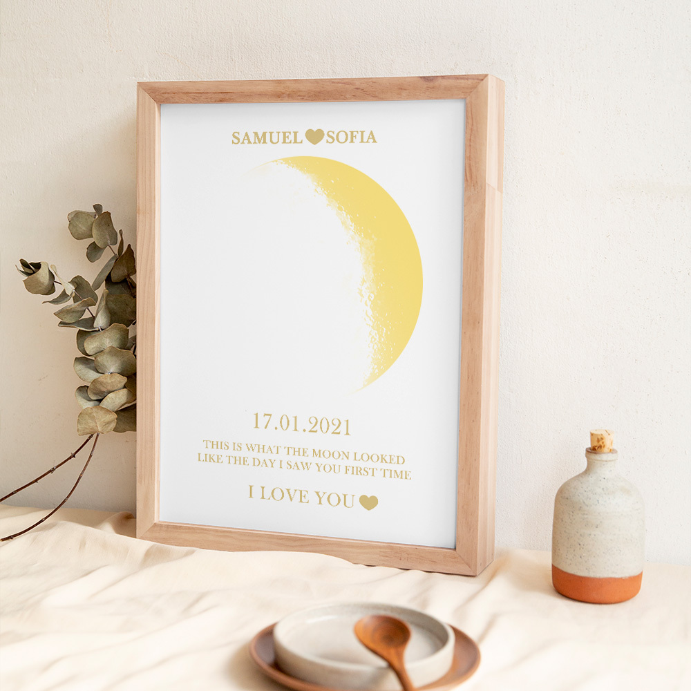 Custom Moon Phase Gold Print Frame Gifts for Birthday and Anniversary