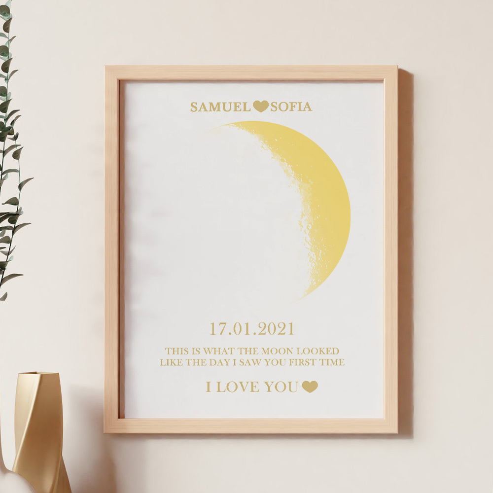 Custom Moon Phase Gold Print Frame Gifts for Birthday and Anniversary