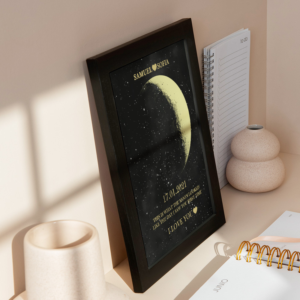 Custom Moon Phase Gold Print Frame Gifts for Birthday and Anniversary