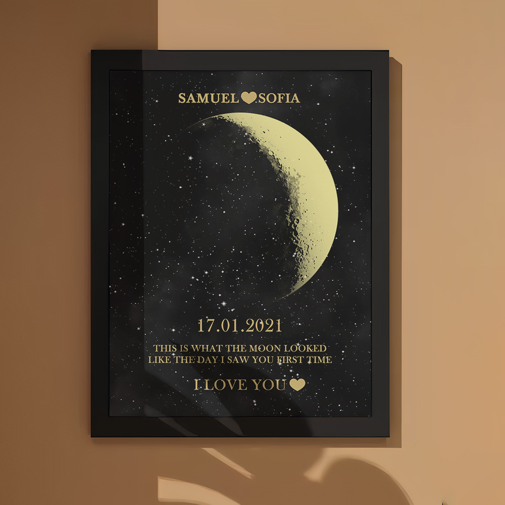 Custom Moon Phase Gold Print Frame Gifts for Birthday and Anniversary