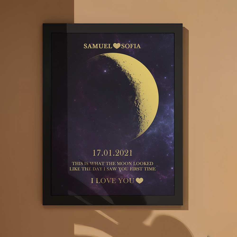 Custom Moon Phase Gold Print Frame Gifts for Birthday and Anniversary