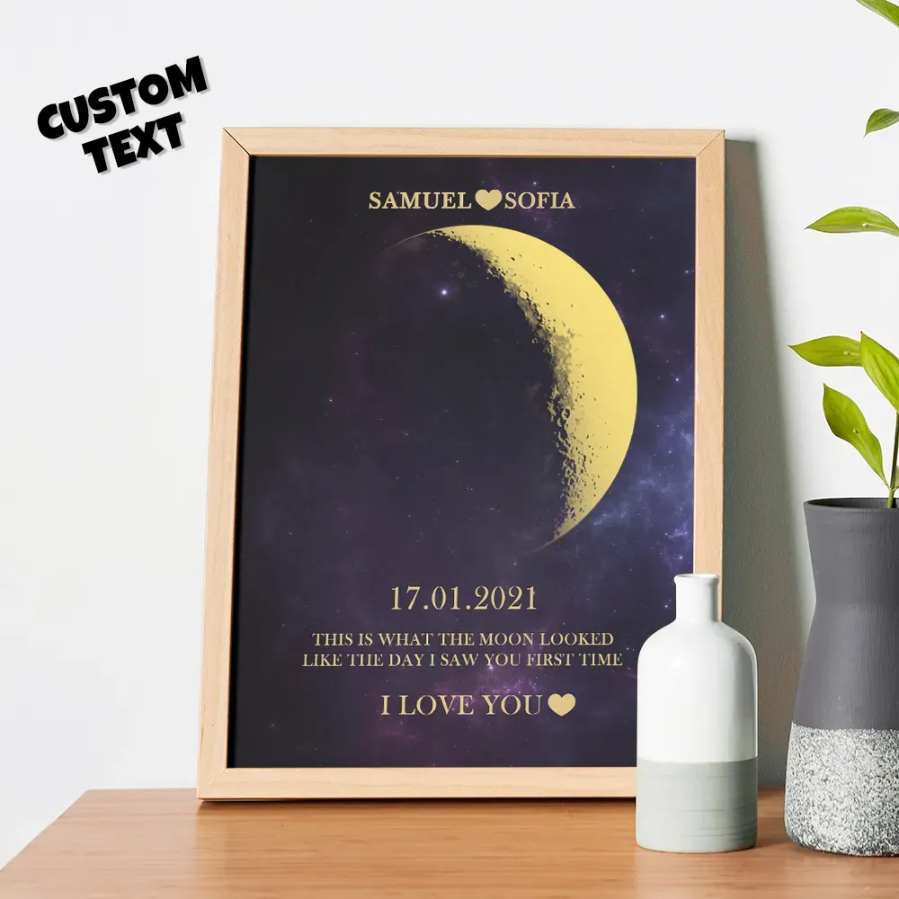 Custom Moon Phase Gold Print Frame Gifts for Birthday and Anniversary