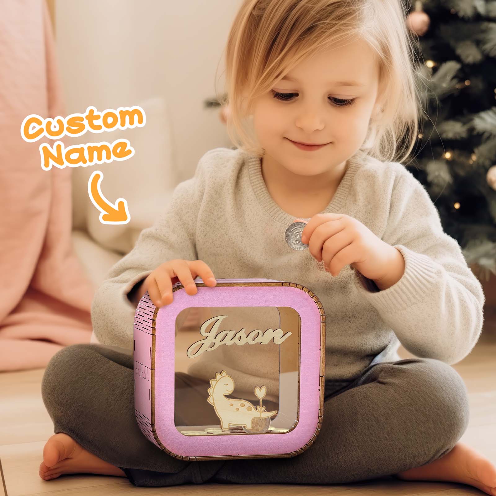 Custom Wooden Piggy Bank with Name Personalized Coin Name Bank Money Box Nursery Decoration - soufeelmy
