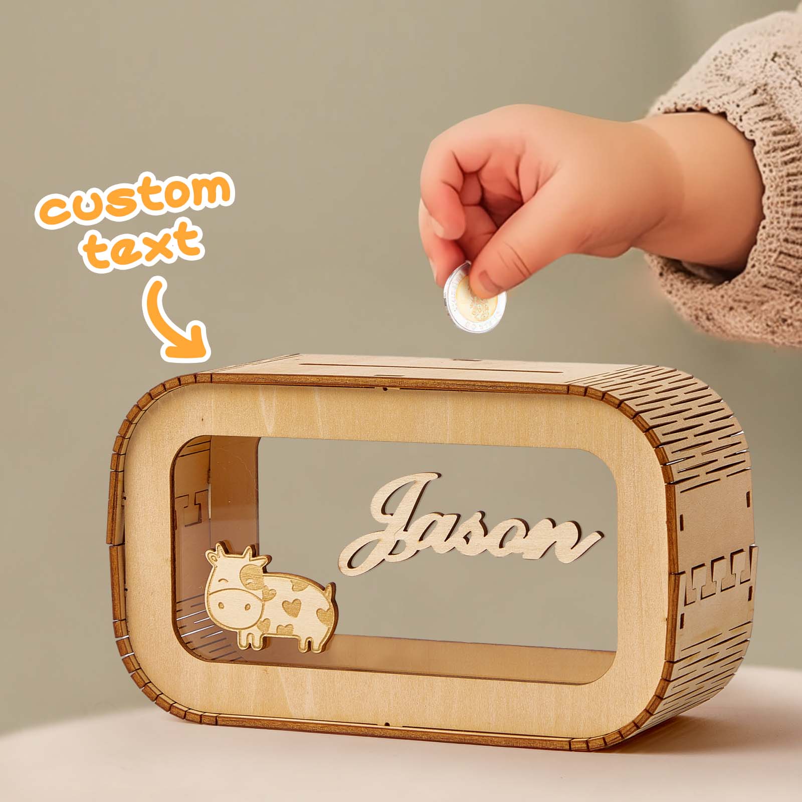 Custom Wooden Piggy Bank with Name Personalized Coin Name Bank Money Box Nursery Decoration - soufeelmy