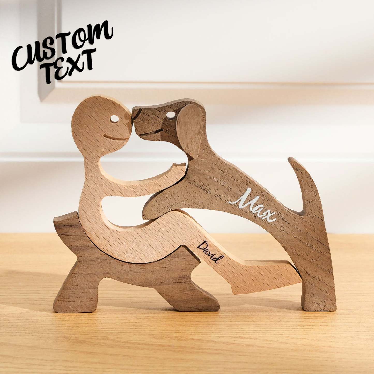 Custom Name Wooden Pet Carving Blocks Table Decor Gifts for Pet Lover - soufeelmy