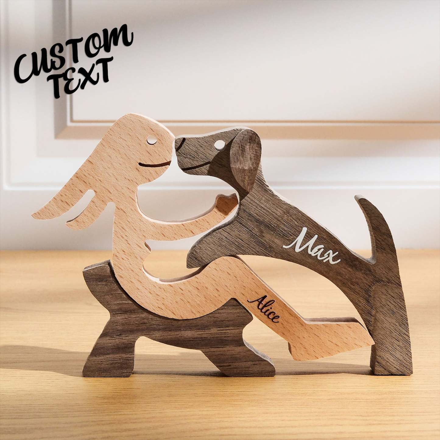 Custom Name Wooden Pet Carving Blocks Table Decor Gifts for Pet Lover - soufeelmy