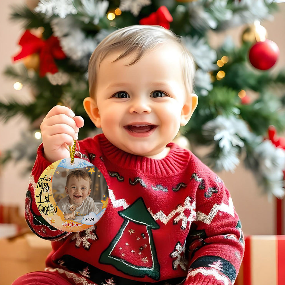 Personalized First Christmas Ornament with Photo Animal Christmas Ornament Gift for Baby - soufeelmy