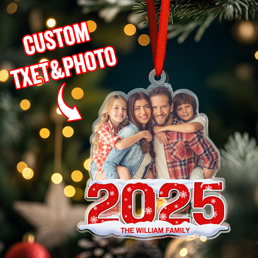 Custom Photo Christmas Ornament 2024 Acrylic Ornament Christmas Gift for Family or Friend