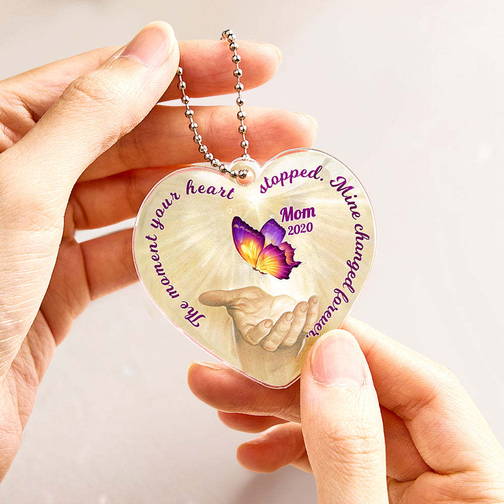 Personalized Butterfly Car Ornament with Name Heart Memorial Ornament Gift - soufeelmy