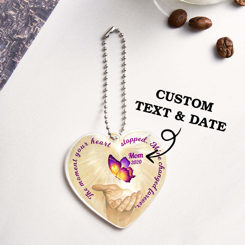 Personalized Butterfly Car Ornament with Name Heart Memorial Ornament Gift - soufeelmy