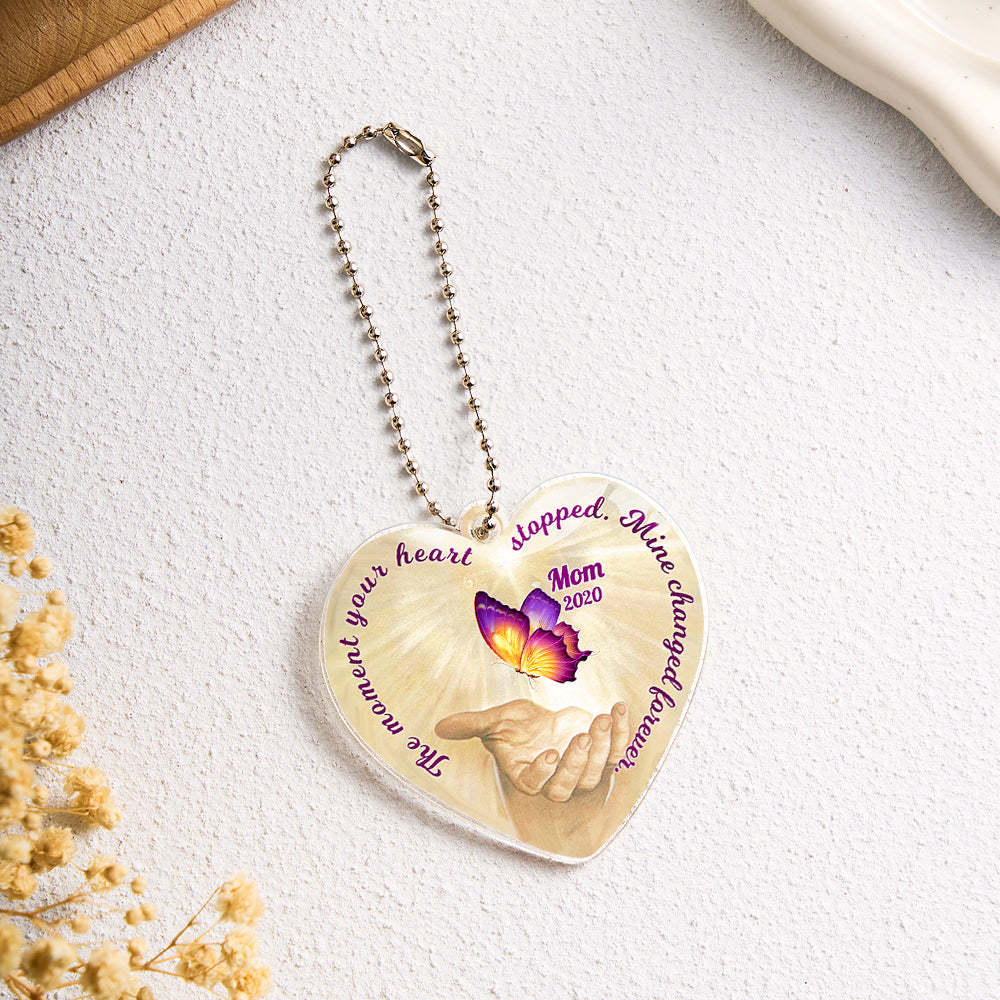 Personalized Butterfly Car Ornament with Name Heart Memorial Ornament Gift - soufeelmy