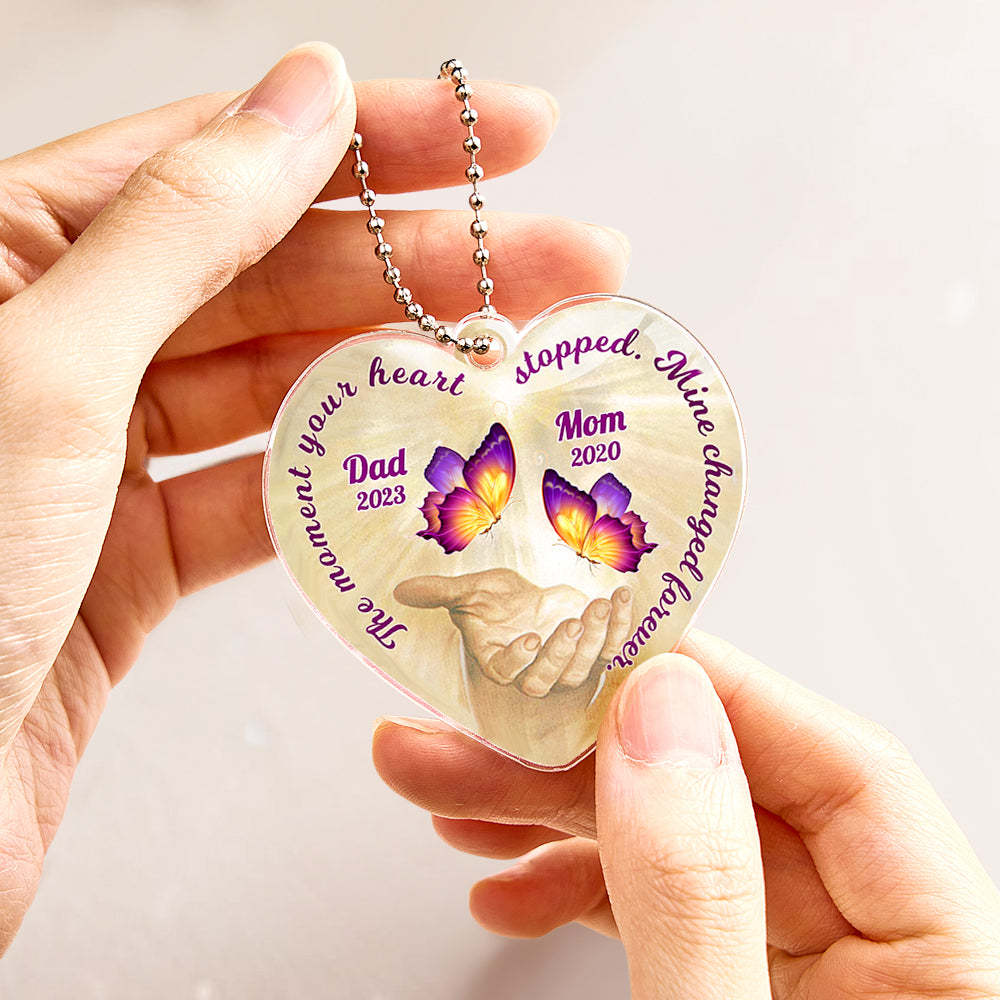 Personalized Butterfly Car Ornament with Name Heart Memorial Ornament Gift - soufeelmy