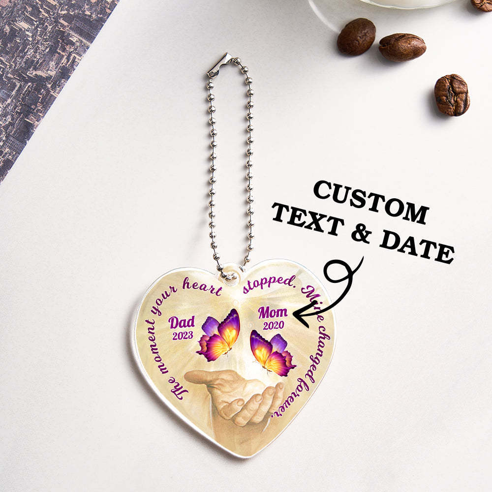 Personalized Butterfly Car Ornament with Name Heart Memorial Ornament Gift - soufeelmy